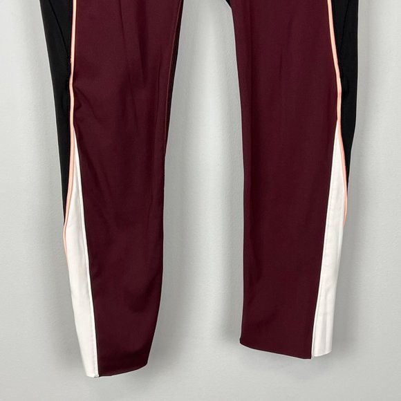 Athleta Velocity Stash Pocket Colorblock Capri Antique Burgundy Black size Small - Picture 6 of 14